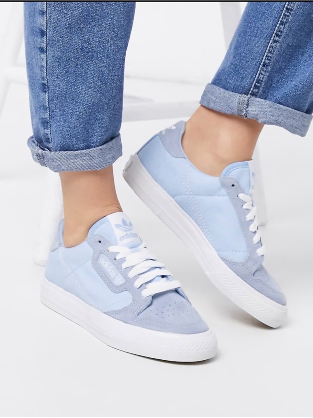 Adidas Women's Light Blue Continental 80 Sneakers